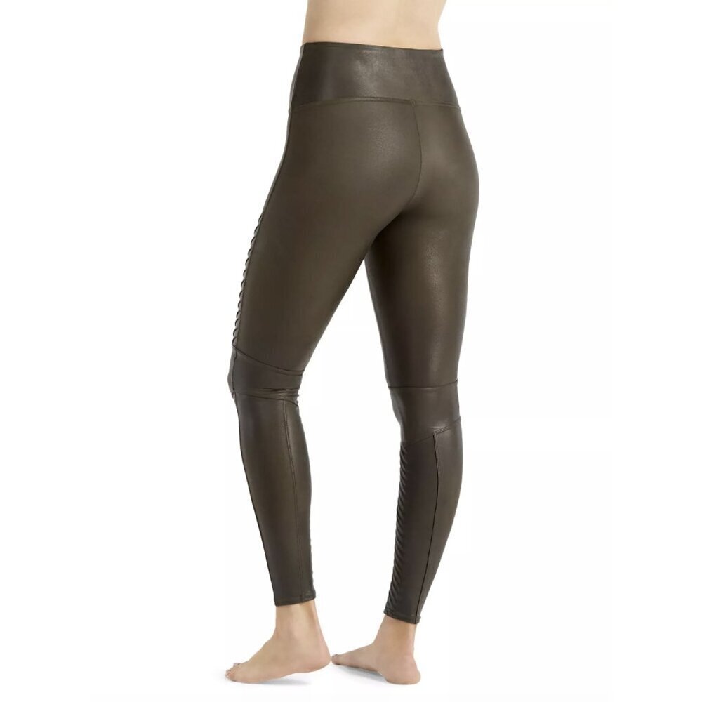 SPANX Faux Leather Moto Black Leggings, size Small - Picture 2 of 13
